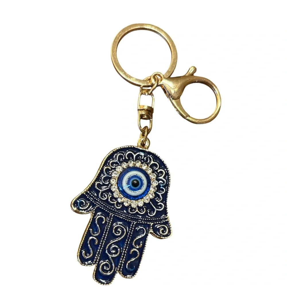 Hamsa Evil Eye Keychain Bag Charm NWT - Picture 3 of 3